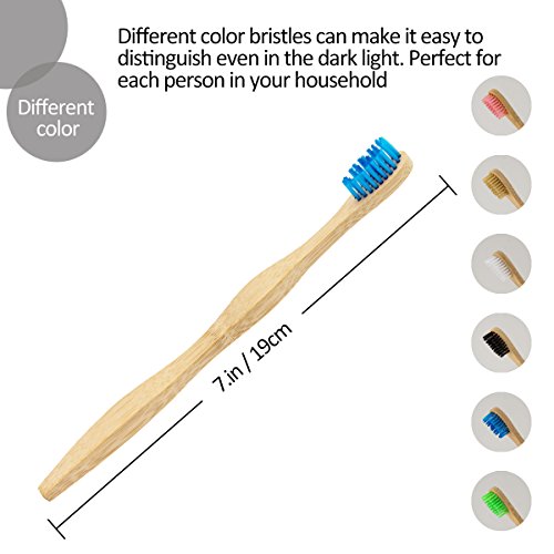 image for Madholly 6 pieces Natural Bamboo Toothbrush, Eco-Friendly Toothbrushes