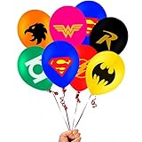 Merchant Medley 28 Count Justice League Inspired Balloon Pack - Large 12 Inch Size - Latex - Includes 7 Styles