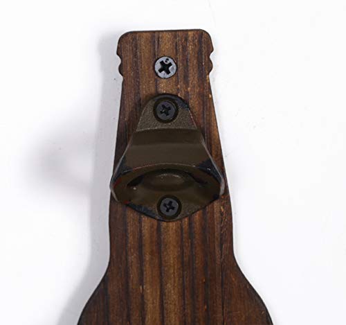 Soduku Vintage Wooden Wall Mounted Bottle Opener with Cap Catcher for Beer Lovers - Thumbnail 2