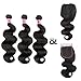 Longjia Hair Brazilian Body Wave Bundles with Closure (16 18 20+14) 8A Brazilian Virgin Human Hair Body Wave Bundles with 4x4 Lace Closure Bundles with Closure