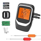 COMLIFE Digital Meat Thermometer, Wireless Bluetooth BBQ Thermometer with 2 Stainless Steel Probes, Smart Cooking Thermometer with Large LCD Screen for Kitchen Oven Grill Smoker