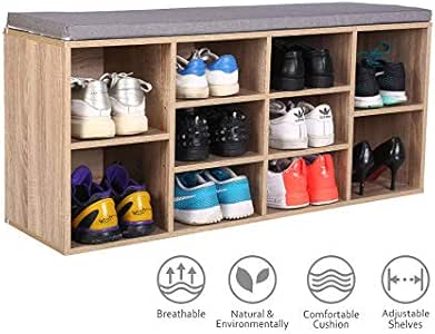 Happy Home Banco de Zapatos de Madera Gabinete para Zapatos con coj¨ªn