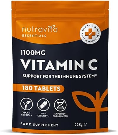 Nutravita Vitamin C Tablets 1100mg - 180 Vegan Tablets - Immune Support
