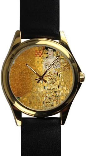 Unisex Watch Portrait Of Adele Bloch Bauer Gustav Klimt Painting Gold-tone Leather Metal Watch