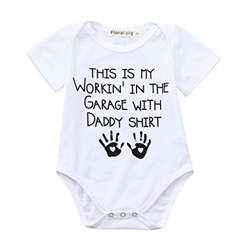 Baby Boys Girls Letter HAPPY Birthday Daddy Romper Outfit Clothes Cuekondy Summer Newborn Infant Toddler Jumpsuit (White 2, 6M) - Thumbnail 7