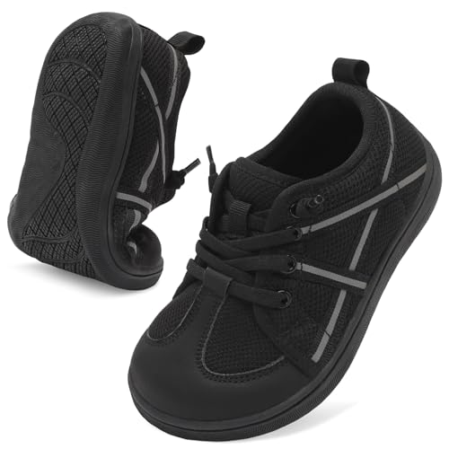 Scurtain Barefoot Shoes Toddler Boys Girls Wide Toe Slip on Black Shoes at Amazon