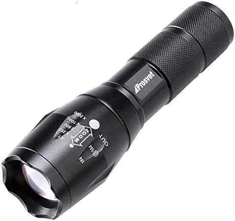 Prosvet A100 Portable Tactical Flashlight Bright Handhold T6 led Torch with Adjustable Focus 5 Light Modes & Zoom Waterproof Flashlight, Best Flashlight for Camping,Hiking,Outdoor,Emergency