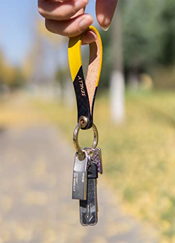 SENLLY Hand-Painted Lanyard Genuine Leather Handmade Man Woman Key Chain Holder With Brass Ring Durable Wristlet Strap for KeyChain, Car keys, Cell Mobile Phone, Charms, Lightweight Items