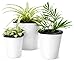 Mkono Self Watering Planters White Plastic Flower Pots for Indoor Plant L, Set of 3