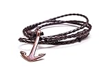 Anchor Bracelet by Be.You Company Stainless Steel Gold & Bronze Anchors with Genuine Rope Weave