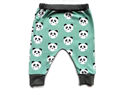 Pantalon Sarouel Bebe Garcon Ou Fille 12 Mois Pandas Fond Vert Menthe Jersey De Coton Amazon Fr Handmade
