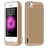 iPhone 5 / 5S / 5C / SE Battery Case , AexPower Upgraded 4800mah External Battery Backup Charger Case Protective Cover Juice Power Bank Charging Case for iPhone SE / 5S / 5C / 5 - Gold