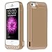 iPhone 5 / 5S / 5C / SE Battery Case , AexPower Upgraded 4800mah External Battery Backup Charger Case Protective Cover Juice Power Bank Charging Case for iPhone SE / 5S / 5C / 5 - Gold