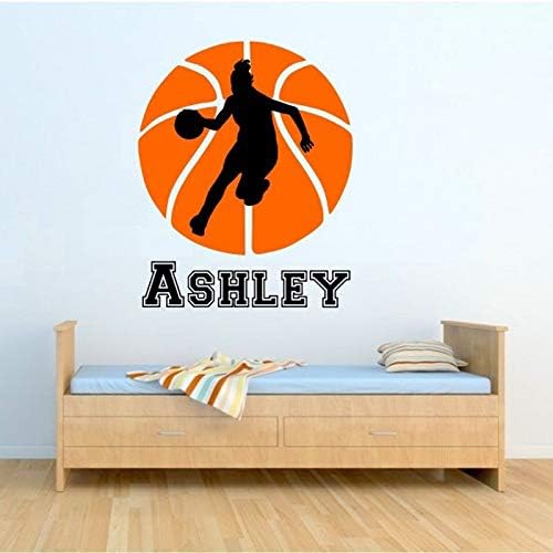 71x58cm Wall Stickers for Living Room, Female Basketball with Personalized Name Kids Baby Girls Rooms Modern Living Poster Artwork Decoration Painting DIY Decor