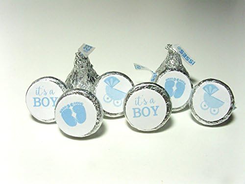 Blue Baby Feet It's a Boy Baby Shower Kiss Sticker Candy Favor Labels (432-Count)