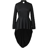 Women's Elegant Clergy Shirt Long Sleeve Asymmetrical Ministers Blouse Casual Tops