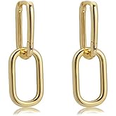 Paperclip Link Chain Earrings Convertible Link Earrings for Women Drop Dangle Earrings