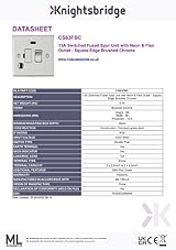 Knightsbridge CS63FBC 13A Switched Fused Spur Unit Neon Flex Outlet Brushed view 2