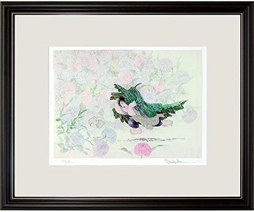 中島潔 通り雨 リトグラフ 風景画 人物画 子ども 子供 あじさい 紫陽花 児童画 絵本 みんなのうた