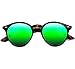 WearMe Pro Classic Small Round Retro Sunglasses, Tortoise Frame/Mirror Green Lens