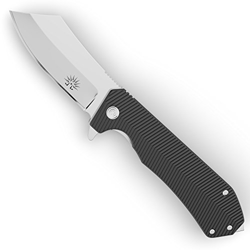 Off-Grid Knives - Reverse Tanto Flipper Knife with Glass Breaker, AUS8 Steel & G10 Handle