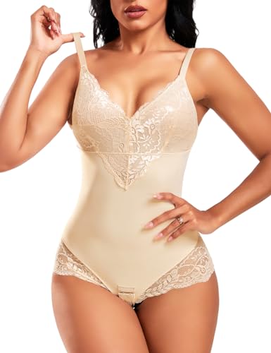 PASUDA Body Shaper Women Girdle Lace Reducer Body Shapewear Tummy Control V Neck Bodysuit Shapewear Reducer Colombianas Postpartum Invisible Shapewear