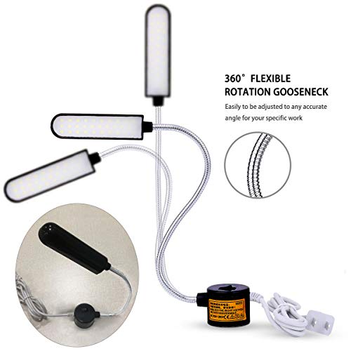 JANSANE Sewing Machine Light LED Lighting (30LEDs) 6 Watt for Workbench Lathe Drill Press Daylight White Flexible Gooseneck Arm Work Lamp with Magnetic Mounting Base Black