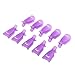 ReNext 10pcs Durable Reusable Plastic Nail Art Polish Soak Off Remover Wrap Cleaner Clip Cap Tool (Purple)