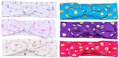 Towin Baby Soft cotton Knotted Turban Headband Pink/Mint/Black, 6Pcs