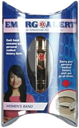 Emerg Alert Women's Deluxe Gold Tone Flexible Band Medical ID Bracelet