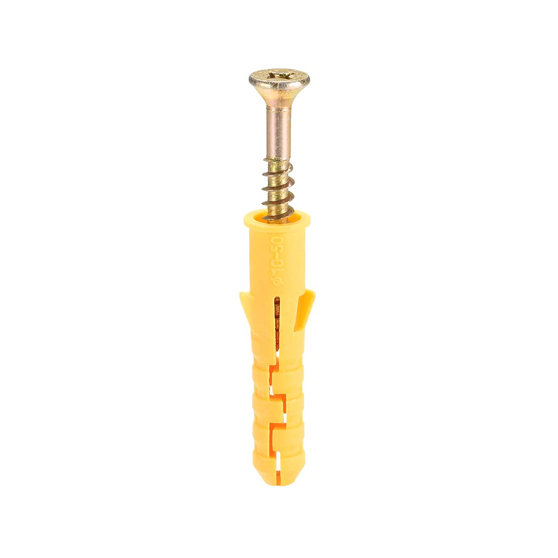 sourcing map 10mmx50mm Plastic Expansion Tube for Drywall with Screws Yellow 15pcs