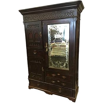 Amazon Com Antique Armoire Hand Carved Rosewood Etched Mirror
