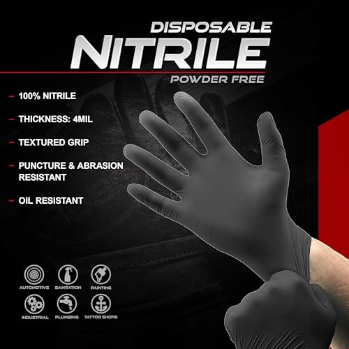 BOSS Powder Free Disposable Nitrile Gloves, Mil Thickness, 100