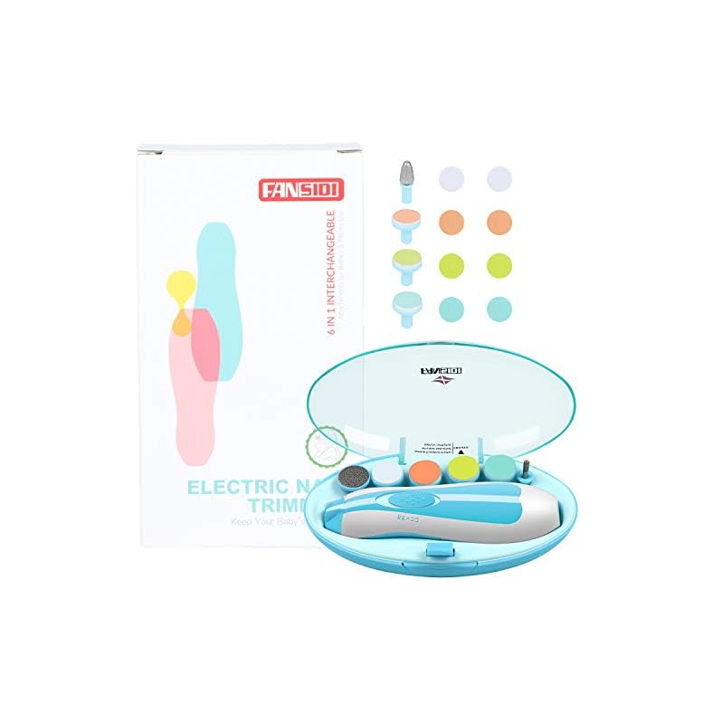 Baby Nail Trimmer Electric, FANSIDI Baby Nail Clippers Safe Baby Nail File Kit with Extra 12 Replacement Pads, Trim…