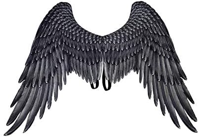 Unisex 3D Angel Wings Halloween Costume Accessory Creative Feather Angel Wings Cosplay Supplies for Halloween Christmas Party 1pc Black