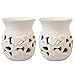 Hosley's Set of 2 White Ceramic Oil Warmer 4.3 Inch High Use with Tea Lights. Ideal for Spa and Aromatherapy. Use with Hosley Brand Essential Oils and Fragrance Oils. O3