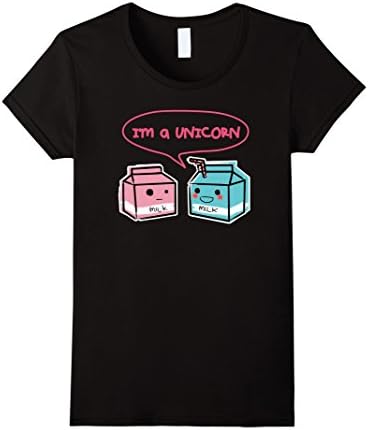 Women's Funny Unicorn Shirt, Cute Milk Carton, Kawaii by Zany Brainy Medium Black