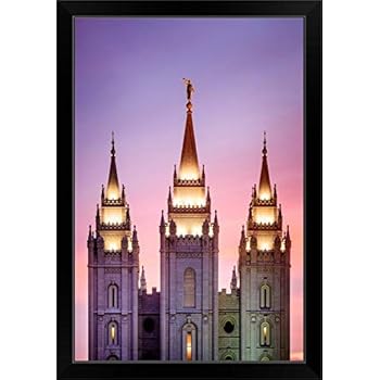 CANVAS ON DEMAND Salt Lake Temple Spires, Salt Lake City, Utah Black Framed Art Print, 23
