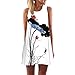 Hot Sale! Women Sleeveless Printed Mini Dress,Canserin Vintage Boho Summer Beach (XL, White)