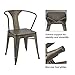 Devoko Metal Chair Indoor-Outdoor Tolix Style Kitchen Dining Chairs Stackable Arm Chairs Set of 4 (Gun)