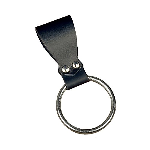 Foam Sword Holder, black leather LARP frog with Steel Ring 48-2252