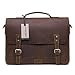 Jack&Chris Leather Briefcases For Men Shoulder Laptop Bag Leather Messenger Bag (BROWN)