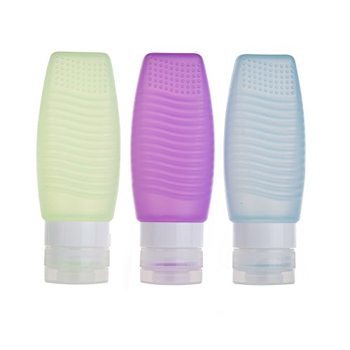 Sinide Silicone Travel Bottles Set 78ML (3 Pack) Squeezable & Refillable Travel Containers For Shampoo, Conditioner, Lotion, Toiletries Leak Proof Travel Bottle TSA Airline Approved