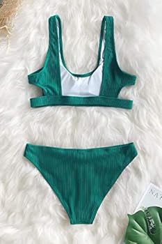 cupshe emerald velvet solid bikini