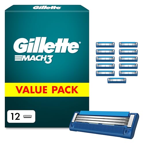 Gillette Mach 3 Turbo Klingen Herren, 12 Original Rasierklingen, Blau