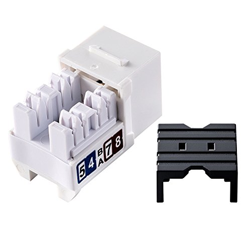 LINKOMM (10 Pack) RJ45 Cat6A Slim Profile Keystone Jack, White