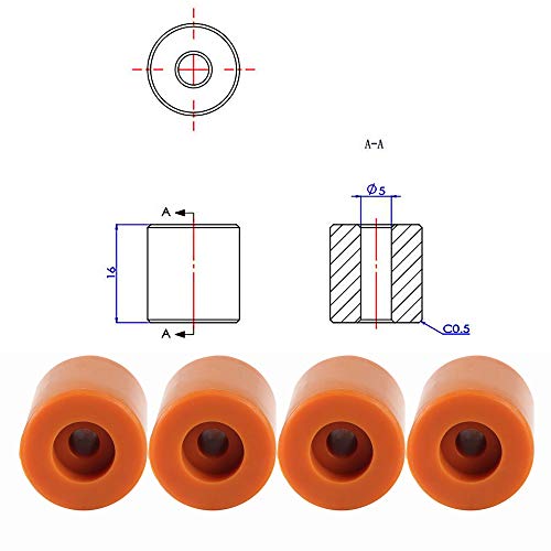 BCZAMD Heatbed Silicone Leveling Column, 3D Printer Hot Bed Mounts Column Stable Tool Heat-Resistant Silicone Buffer for Prusa i3 Plus Anet A8 Wanhao D9 Anycubic Mega, 4 Pack Brown - Thumbnail 2