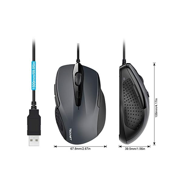 TECKNET-Pro-S2-High-Performance-Wired-USB-Mouse-6-Buttons-upto-2000dpi TECKNET USB Wired Mouse, 6-Button Corded Mouse with 2 Adjustable DPI, Optical Computer Mouse with Ergonomic Design for…