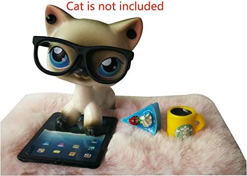 jwrac LPS Accessories Lot Laptop Glasses Blanket Cake Drink Earring Suit for LPS Cat and Dog Shorthair Cat Collie Great Dane Dachshund