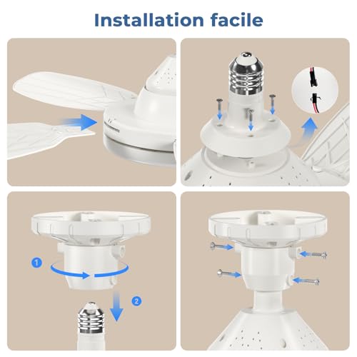 GOODEA Ventilateur de Plafond avec Lumière et Telecommande 81cm, E27 & 5 Pales à Encliquetage, 3 Couleurs & 2500LM Très Lustre Ventilateur Plafond Silencieux Minuterie Mémoire pour Salon Chambre